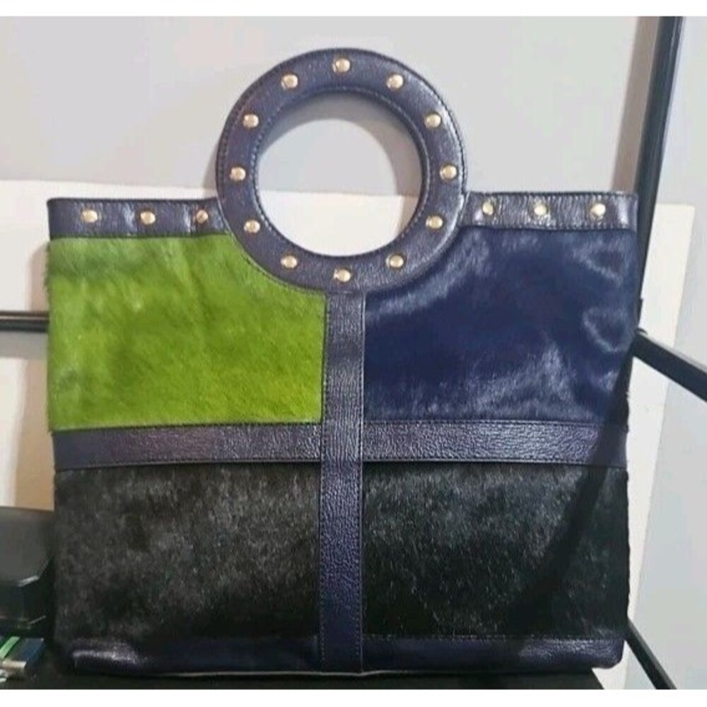 Hype Stylish Green, Brown, Purple and Black Women's Tote Bag Boho